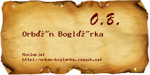 Orbán Boglárka névjegykártya
